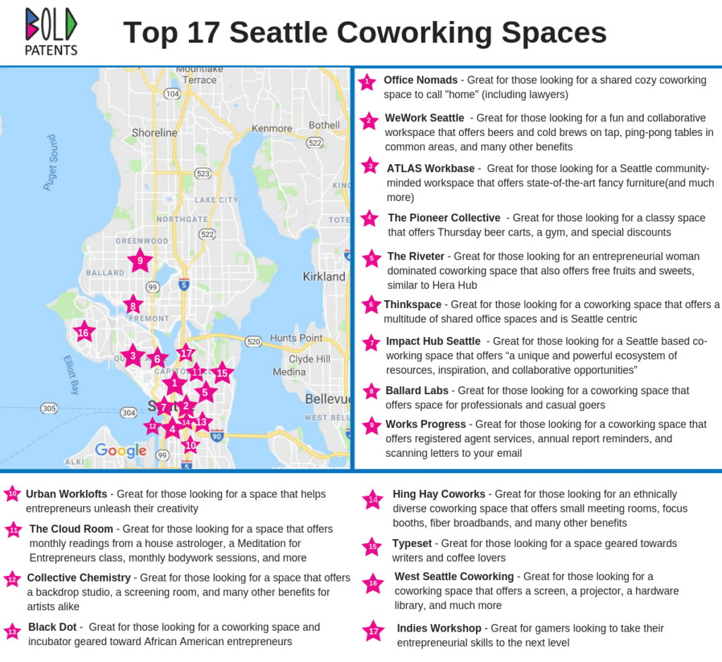 Top 17 Seattle Coworking Space Map