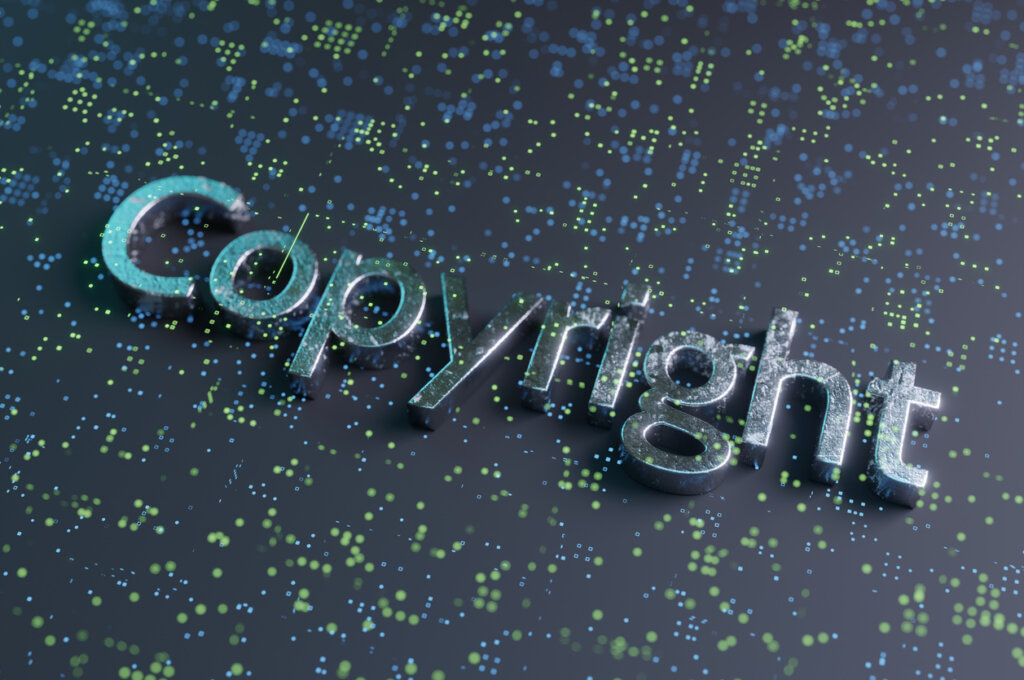 "Copyright" written in a digital font